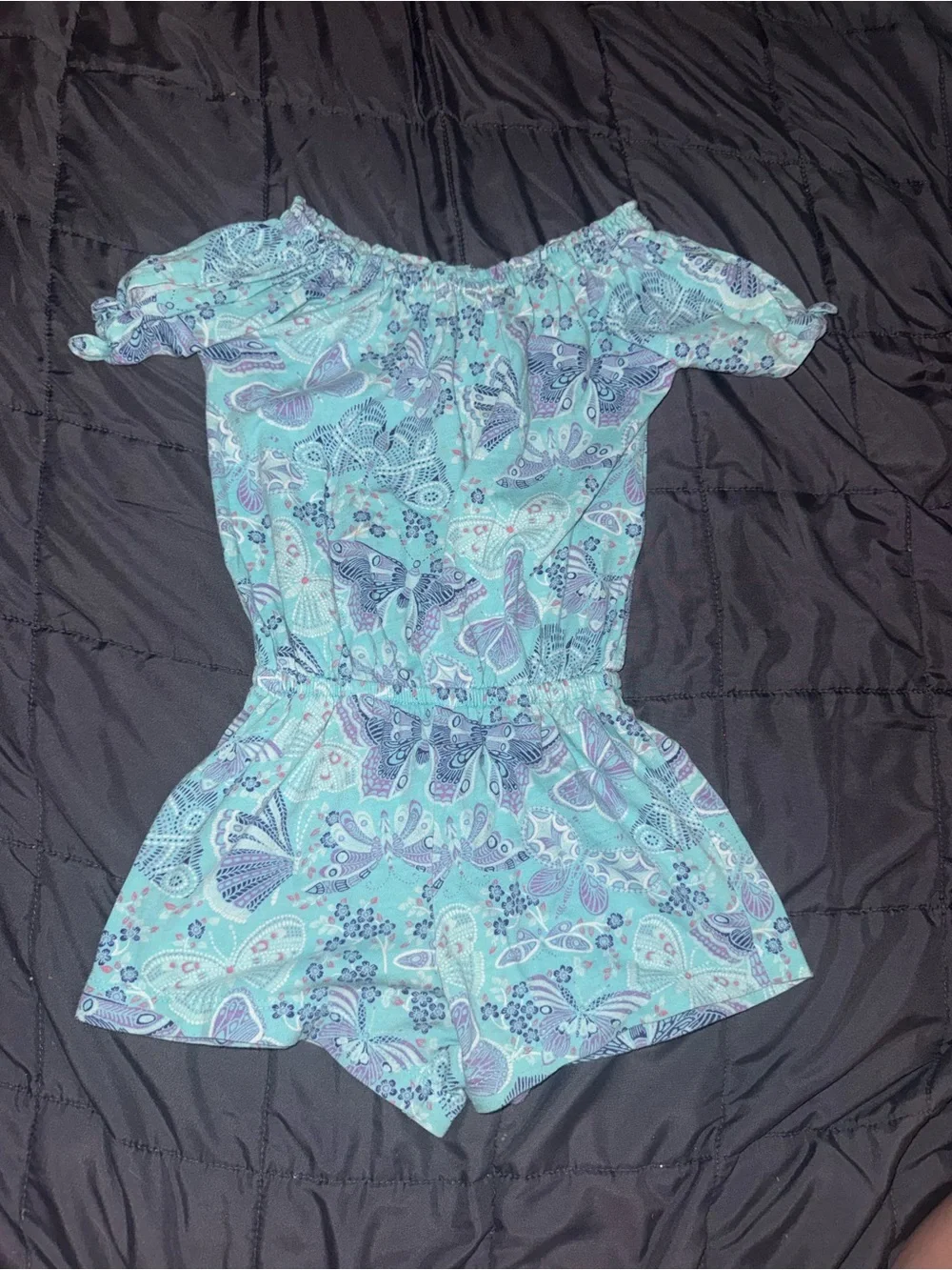 The Children's Place Turquoise Butterfly Off-Shoulder Romper
